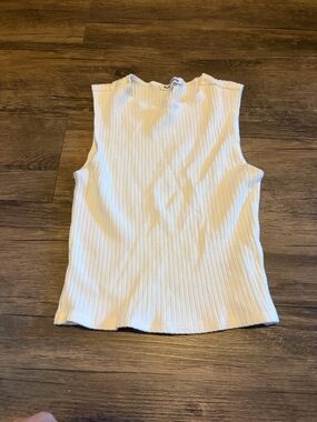 Reformation White Ribbed Tank Top XS